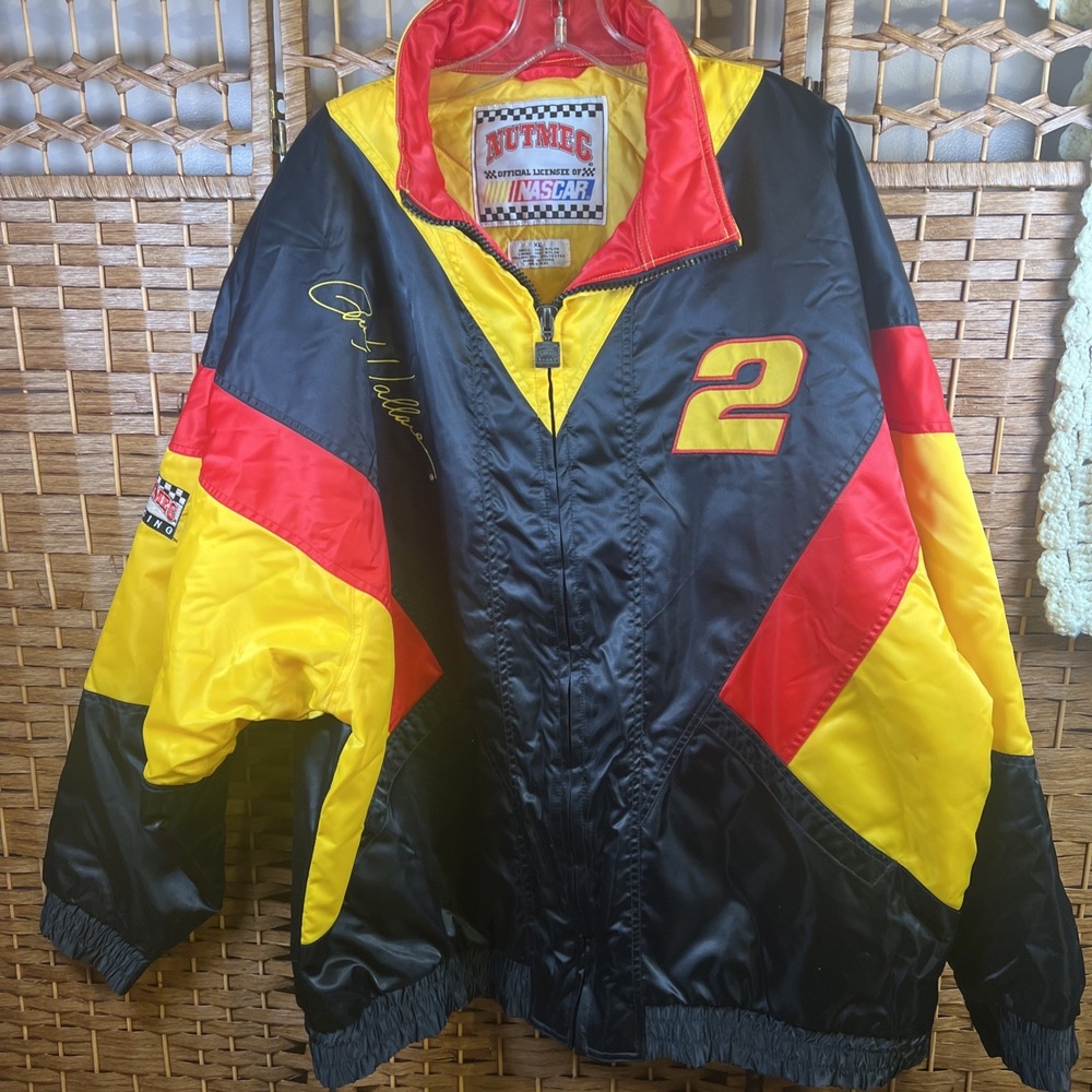 Vintage Nutmeg Rusty Wallace #2 Jacket Mens XL Black Official NASCAR Racing
